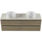 Vanity 1500 Wall Hung Drawers Only Double Basin Silksurface AC Top