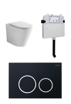 Rimless In-wall Toilet Suite S&P Trap with Round ABS Matte Black Button