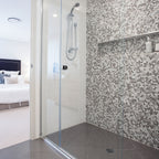 Natural Marble Greige Mix Penny Round Honed Mosaic - lifestyle view