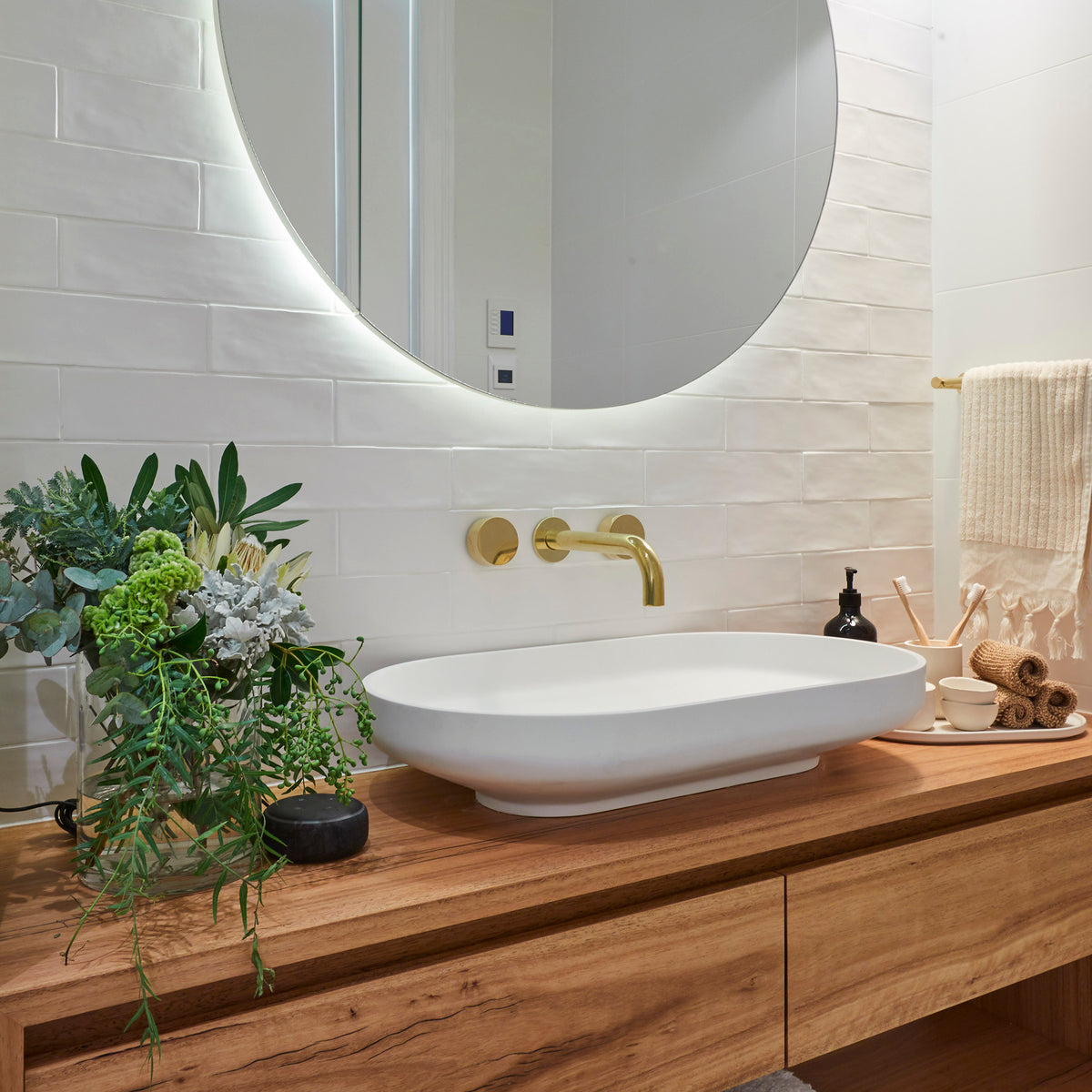 White Structured Matt Tile - lifestyle view