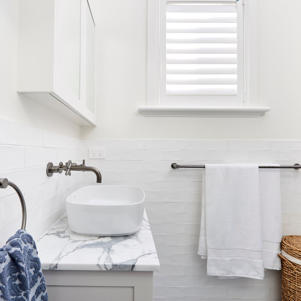 White Structured Matt Tile - lifestyle view