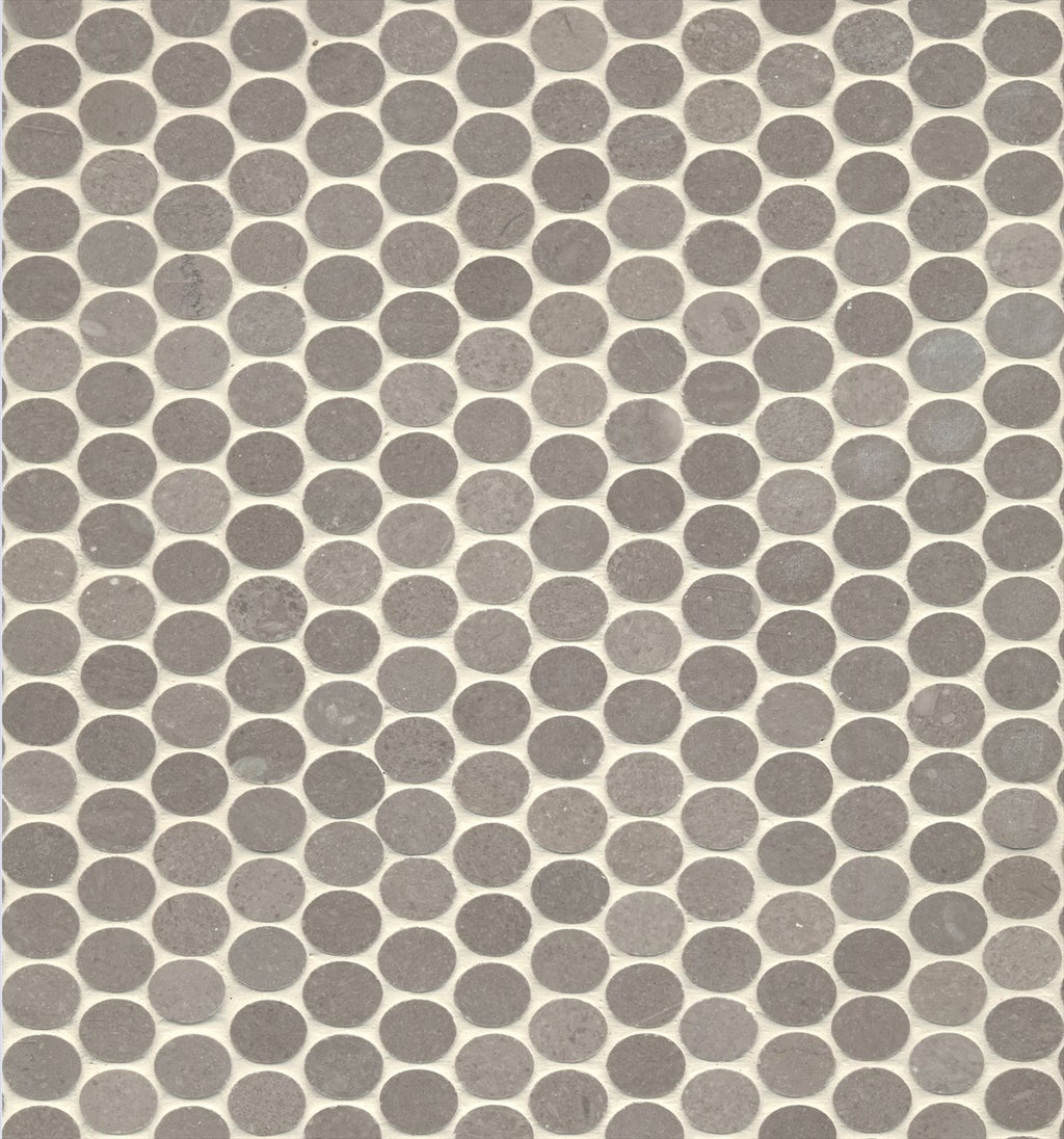 Natural Marble Cinder Grey Penny Round Honed Mosaic
