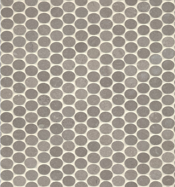 Natural Marble Cinder Grey Penny Round Honed Mosaic