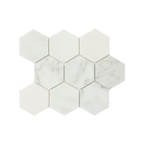 Natural Marble White Calacatta Large Hexagon Honed Mosaic