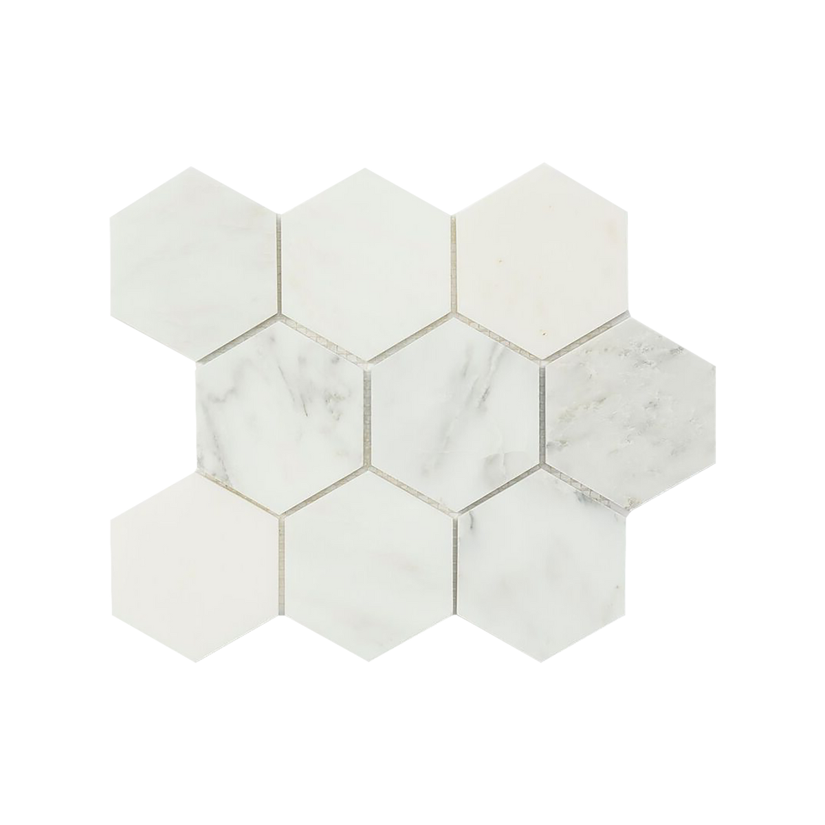 Natural Marble White Calacatta Large Hexagon Honed Mosaic