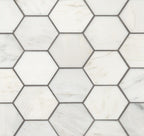 Natural Marble White Calacatta Large Hexagon Honed Mosaic
