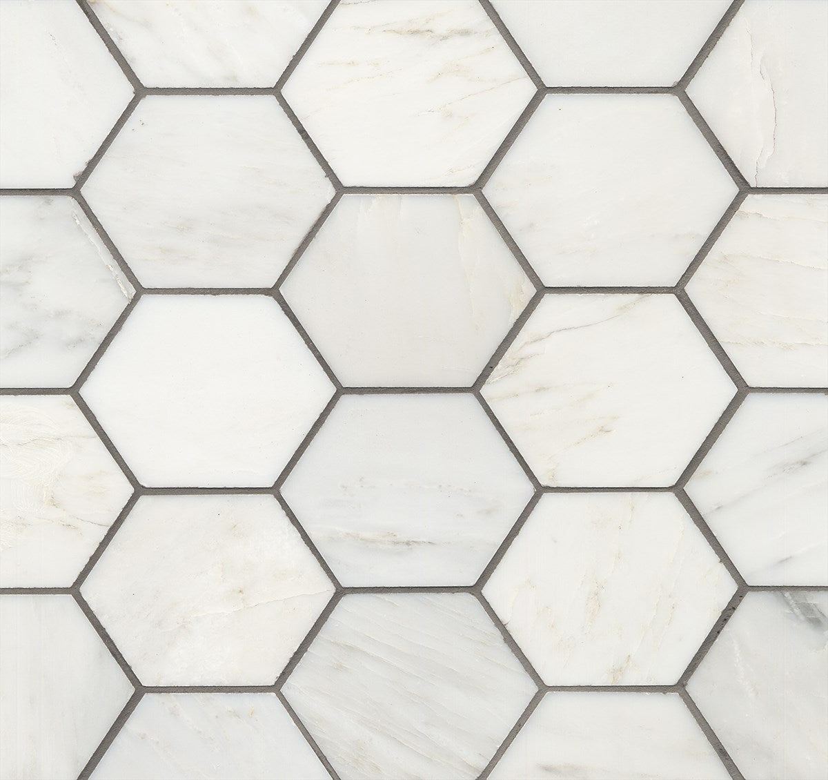 Natural Marble White Calacatta Large Hexagon Honed Mosaic