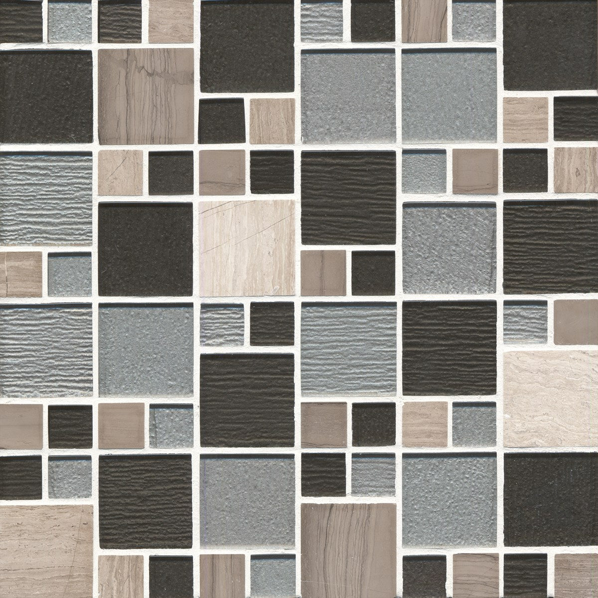 Natural Glass Stone Mix Silverfox Square Various Mosaic