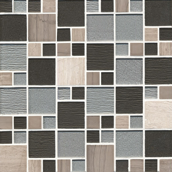 Natural Glass Stone Mix Silverfox Square Various Mosaic
