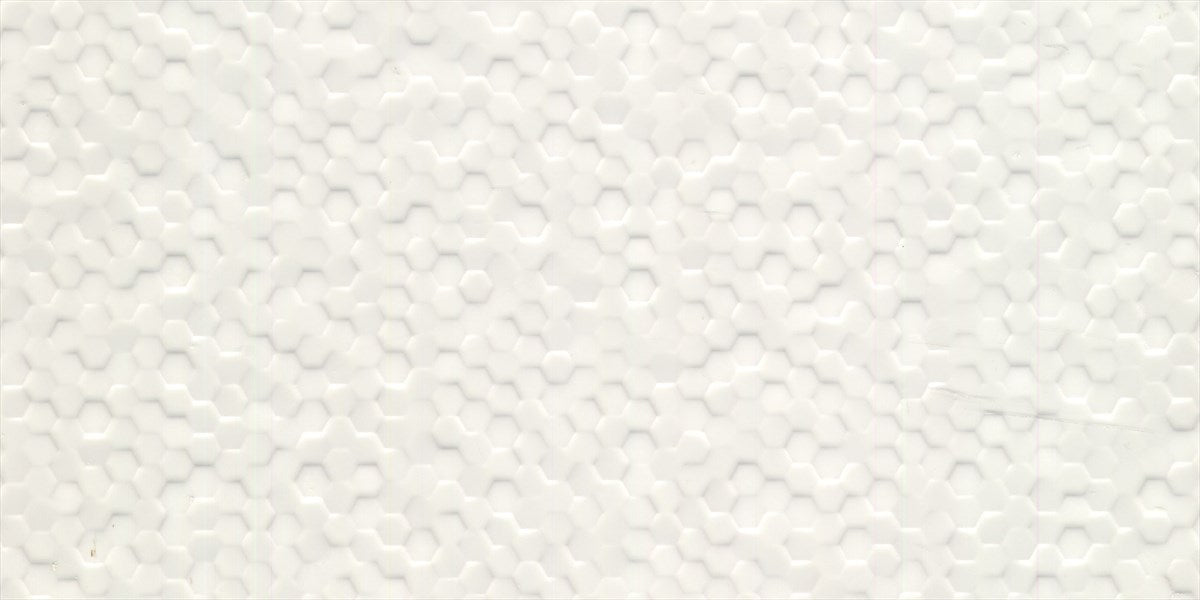 Hexetta White Satin Structured Tile Sample