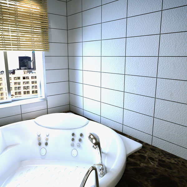 Hexetta White Structured Satin Tile - lifestyle view