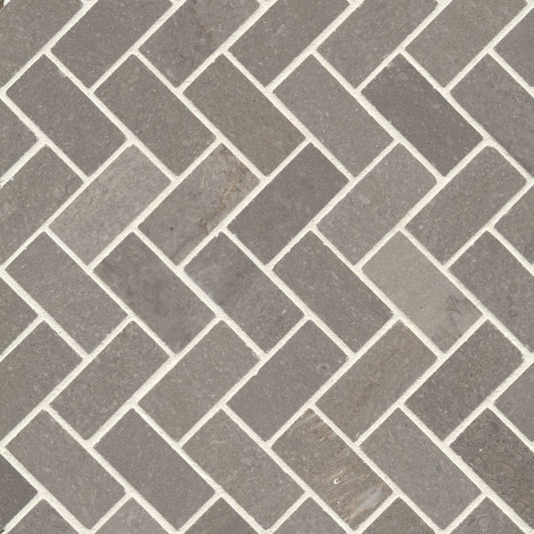 Natural Limestone Cinder Grey Herringbone Honed Mosaic