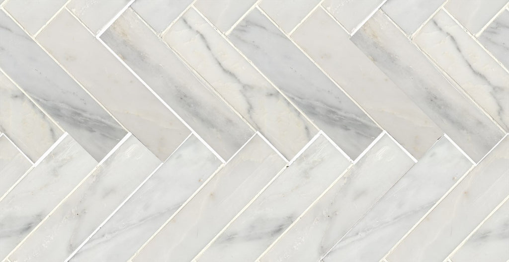 Natural Marble White Calacatta Herringbone Honed Mosaic