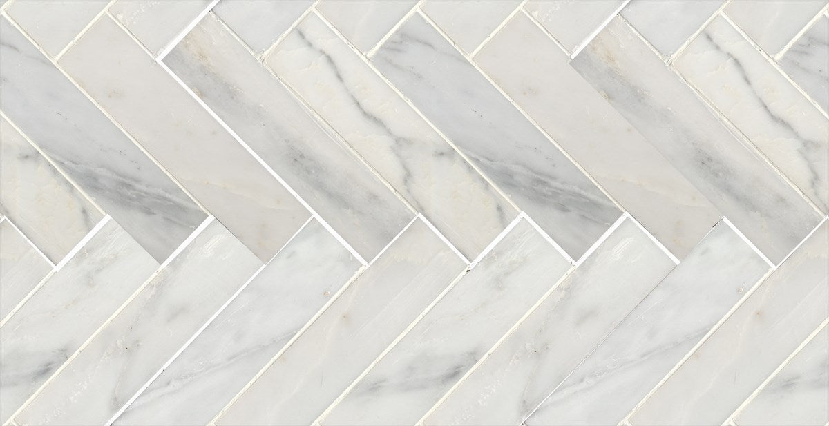 Natural Marble White Calacatta Herringbone Honed Mosaic