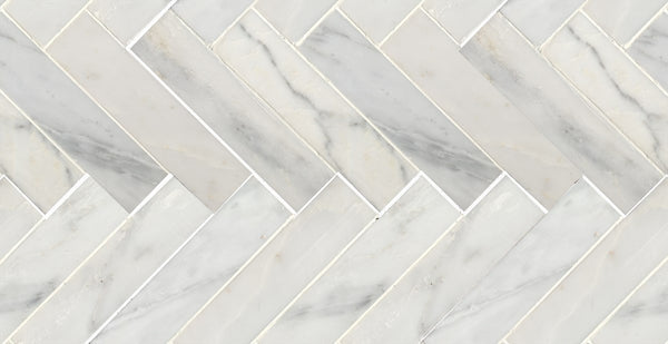 Natural Marble White Calacatta Herringbone Honed Mosaic