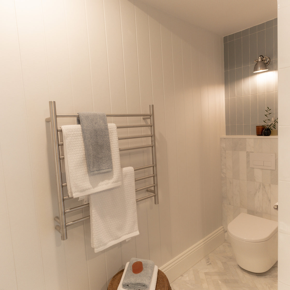 Natural Marble White Calacatta Herringbone Honed Mosaic - lifestyle view
