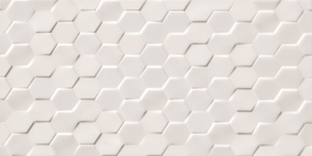 Spatial Hexagon White Structured Gloss Tile