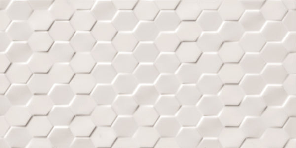 Spatial Hexagon White Structured Gloss Tile