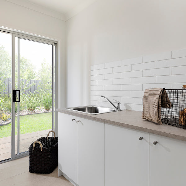 White Satin Tile - lifestyle view