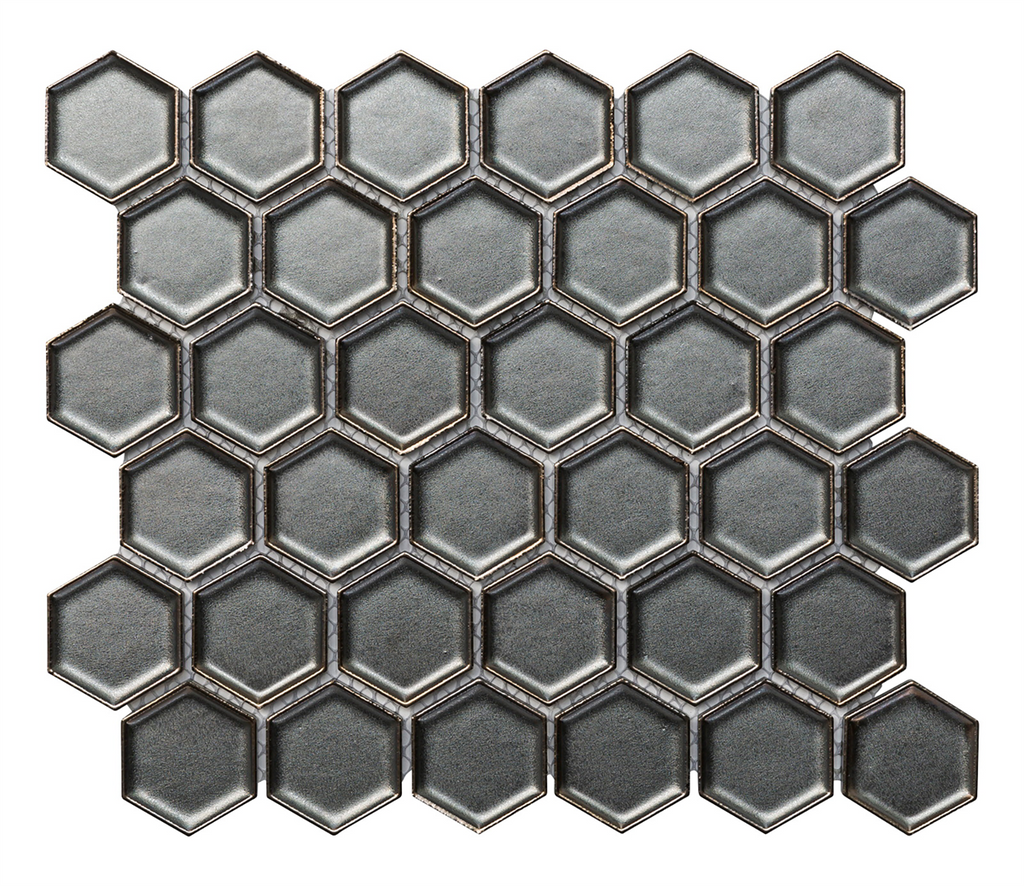 Hexagon Burnt Bronze Gloss Mosaic