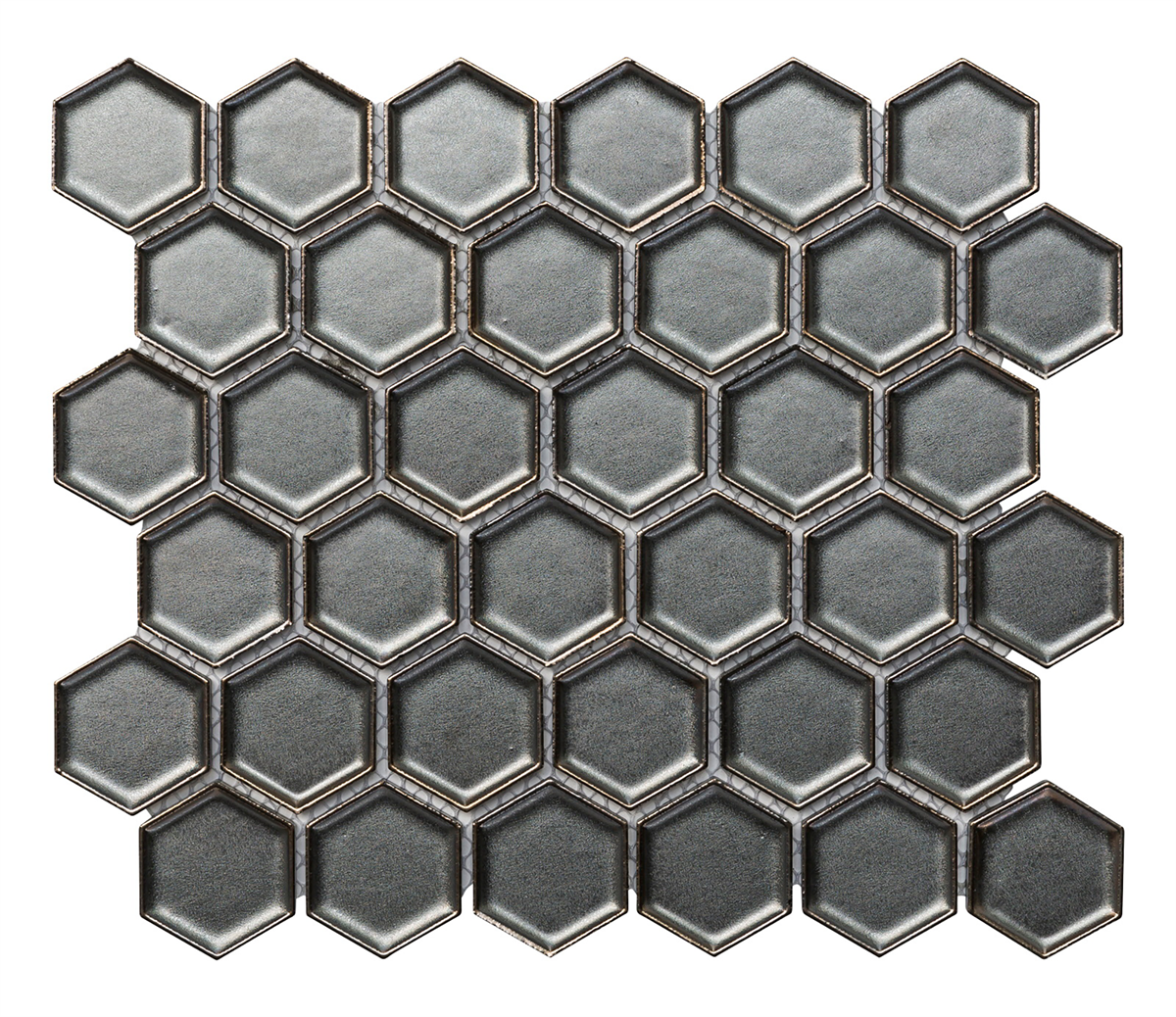 Hexagon Burnt Bronze Gloss Mosaic