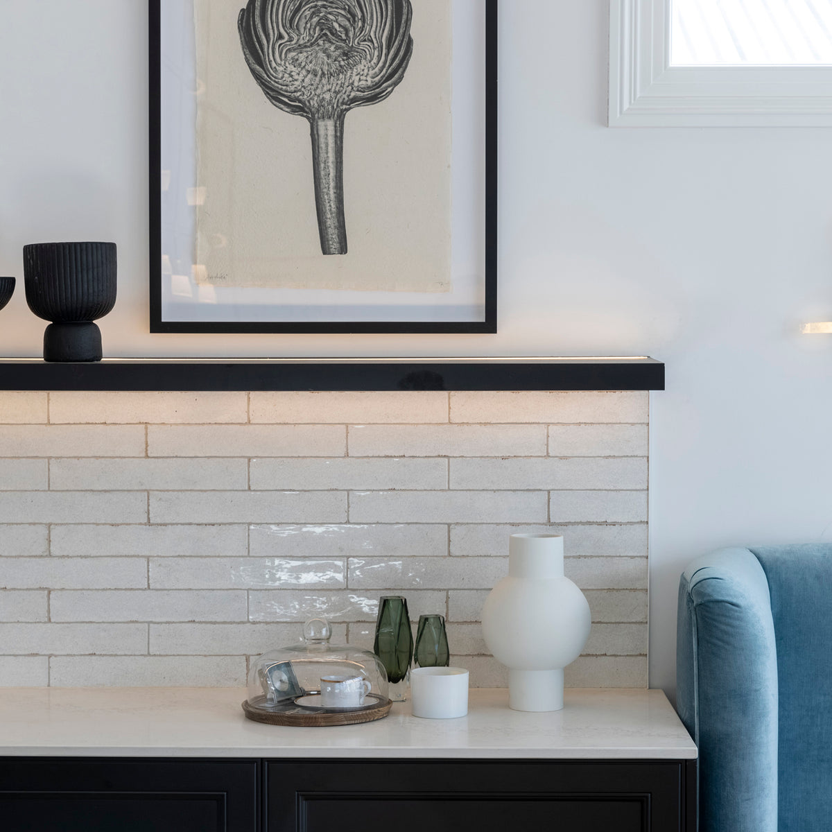 White Structured Gloss Tile - lifestyle view