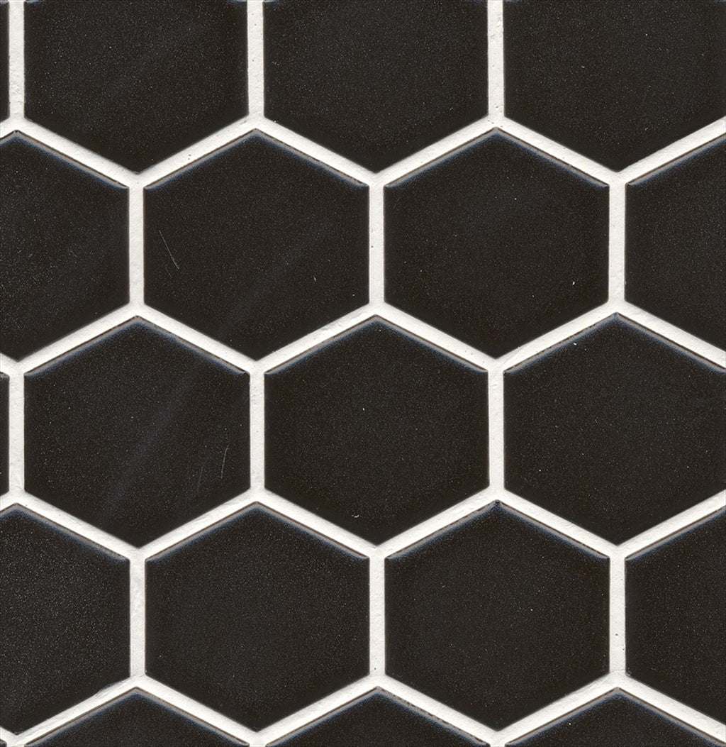 Mono Hexagon Black Matt Mosaic