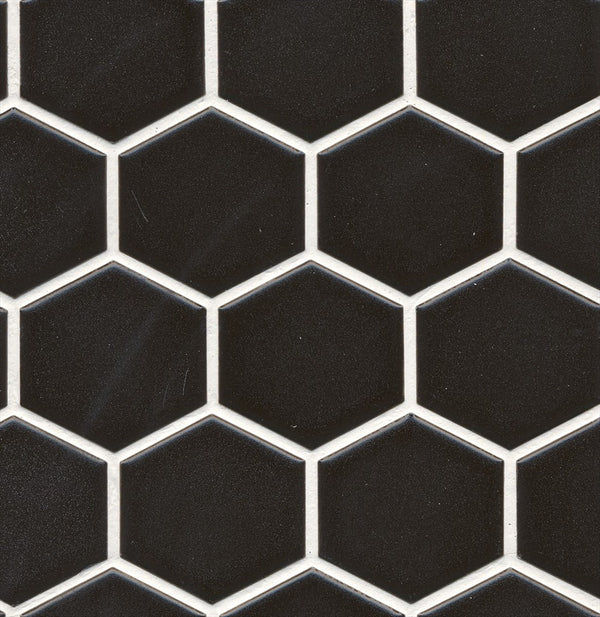 Mono Hexagon Black Matt Mosaic