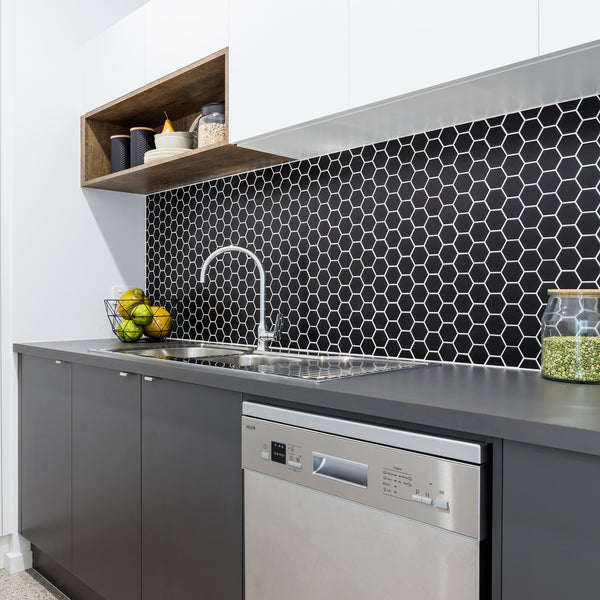 Hexagon Black Matt Mosaic - lifestyle view