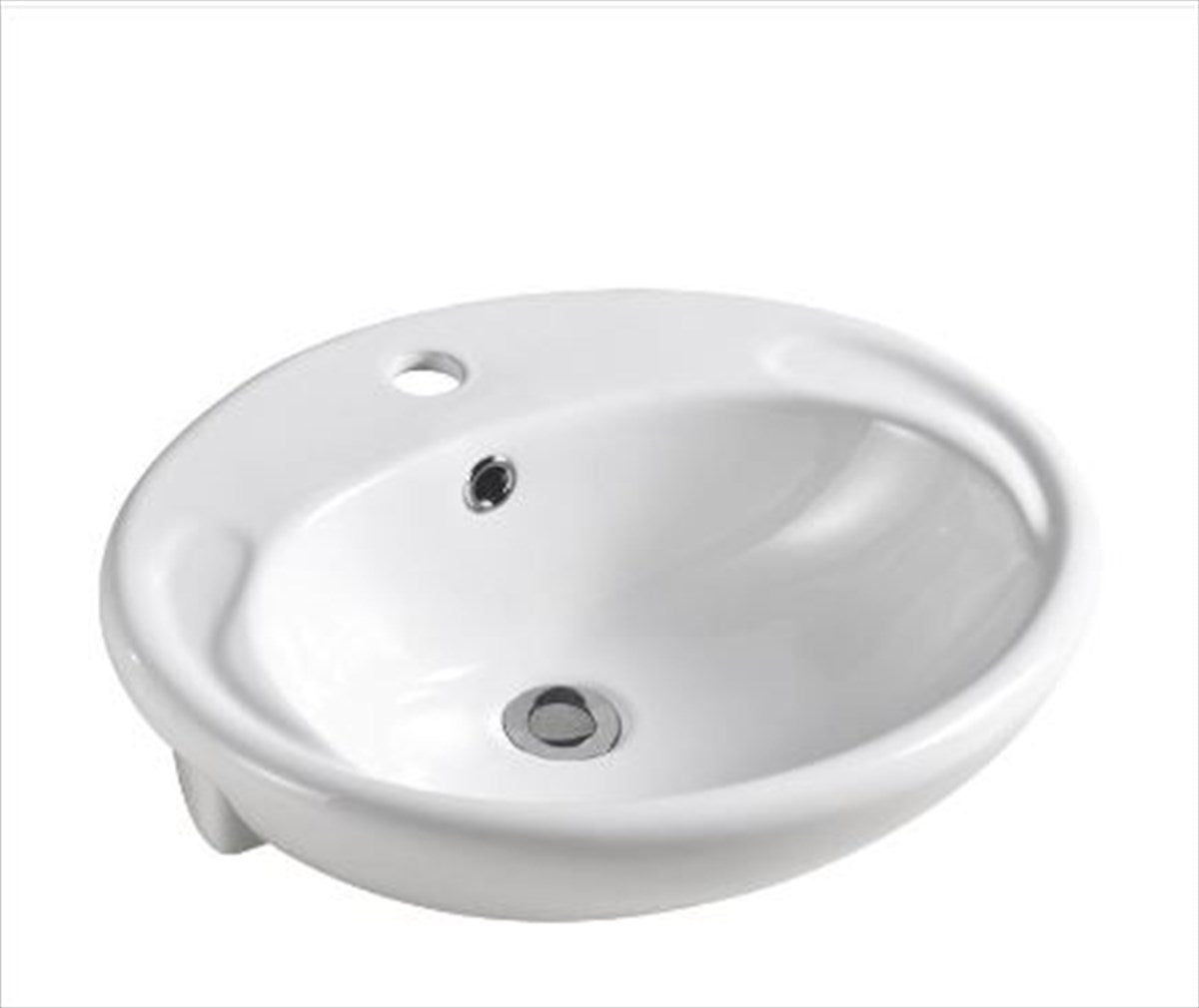 Semi-recessed Basin 1TH Ceramic 505X430 Gloss White
