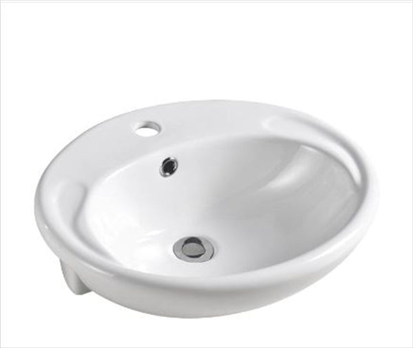 Semi-recessed Basin 1TH Ceramic 505X430 Gloss White