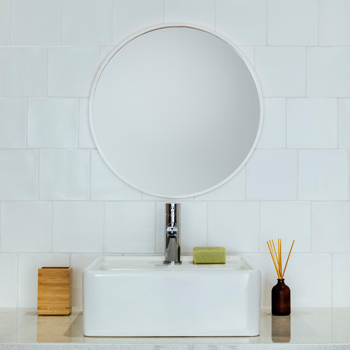 Super White Structured Matt Tile - lifestyle view