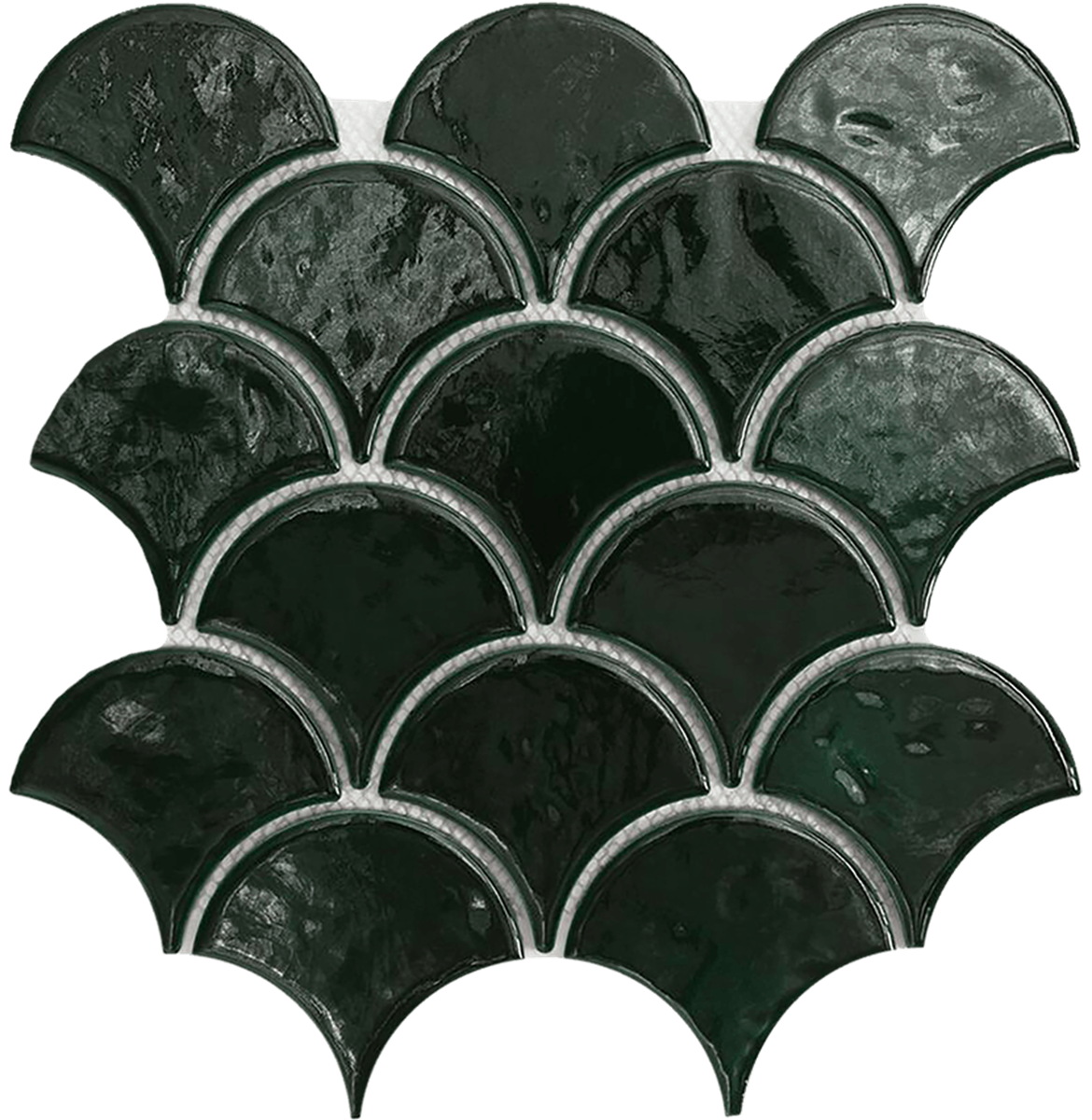 Babylon Fan Fan Green Crackle Gloss Mosaic