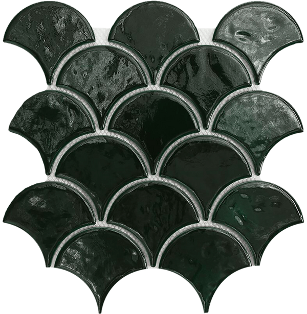 Babylon Fan Fan Green Crackle Gloss Mosaic