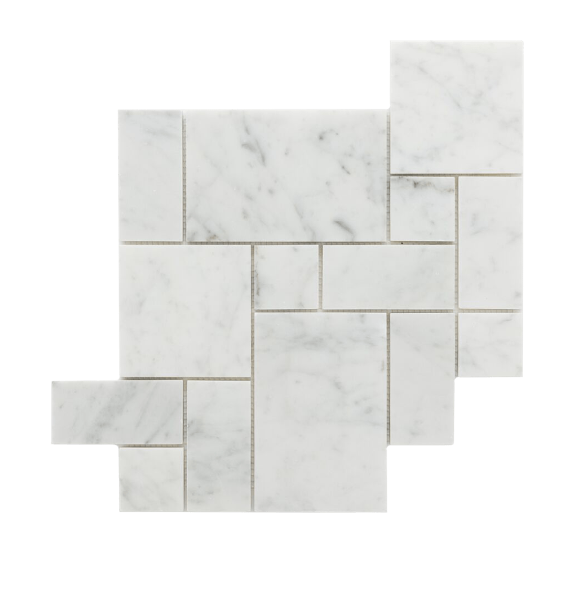 Natural Marble Bianco Carrara French Pattern Honed Mosaic