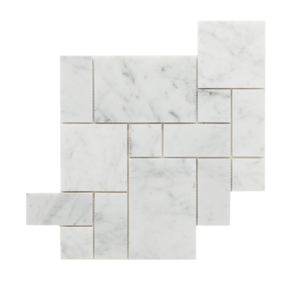 Natural Marble Bianco Carrara French Pattern Honed Mosaic