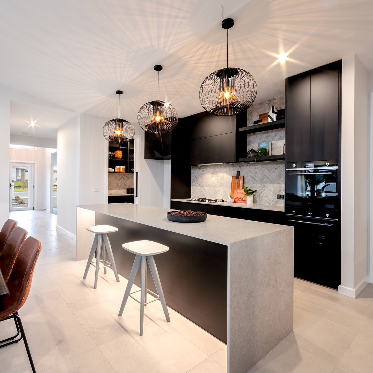 Natural Limestone Thala Grey Herringbone Honed Mosaic - lifestyle view