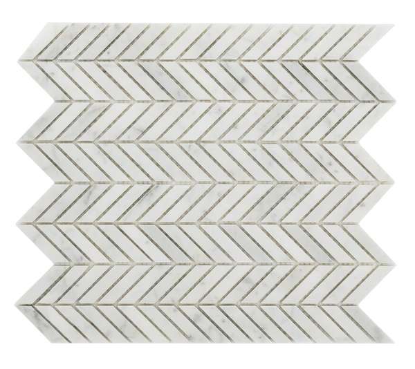 Natural Marble Bianco Carrara Chevron Honed Mosaic