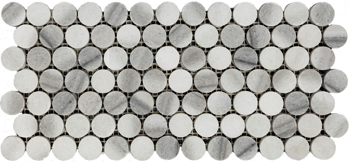 Natural Marble Marmara White Penny Round Honed Mosaic