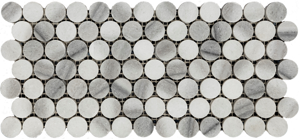Natural Marble Marmara White Penny Round Honed Mosaic