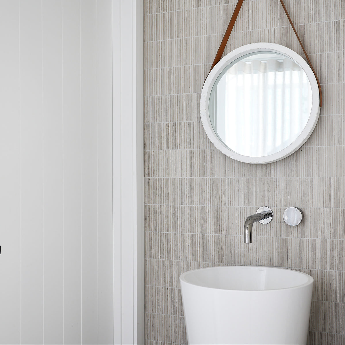Natural Travertine Silver Fingers Polished Mosaic - lifestyle view