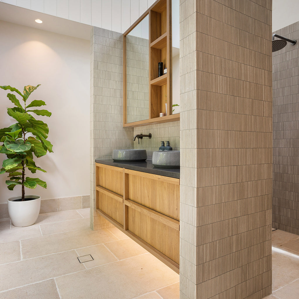 Natural Travertine Silver Fingers Polished Mosaic - lifestyle view