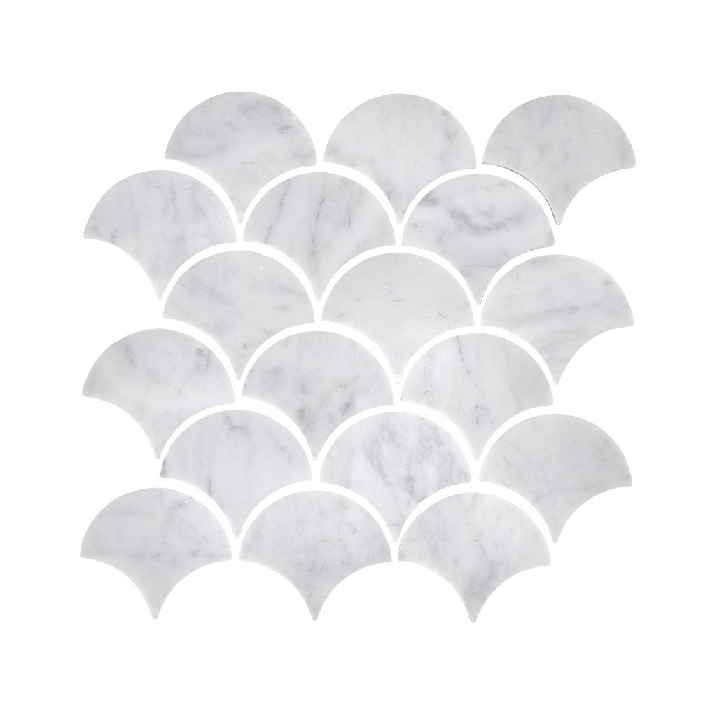 Natural Marble Bianco Carrara Fan Honed Mosaic