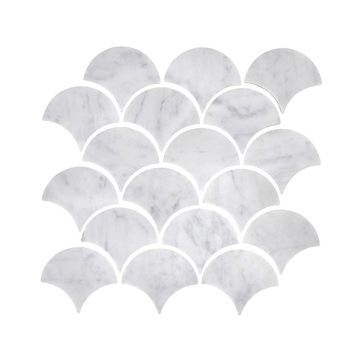 Natural Marble Bianco Carrara Fan Honed Mosaic
