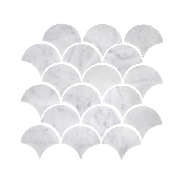 Natural Marble Bianco Carrara Fan Honed Mosaic