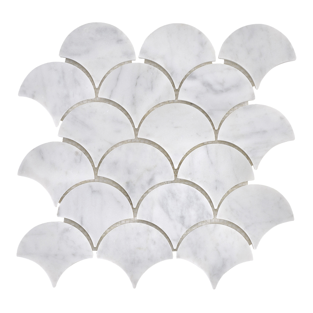 Natural Marble Bianco Carrara Fan Honed Mosaic