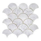 Natural Marble Bianco Carrara Fan Honed Mosaic