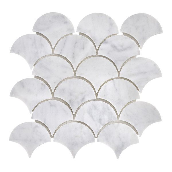 Natural Marble Bianco Carrara Fan Honed Mosaic