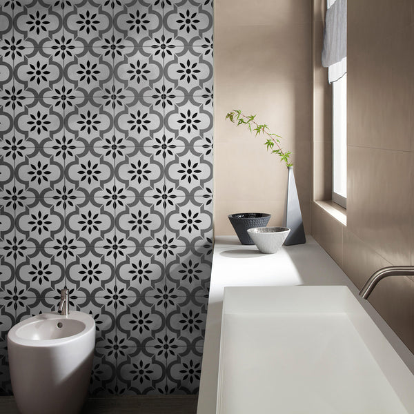 Floral White Matt Tile - lifestyle view