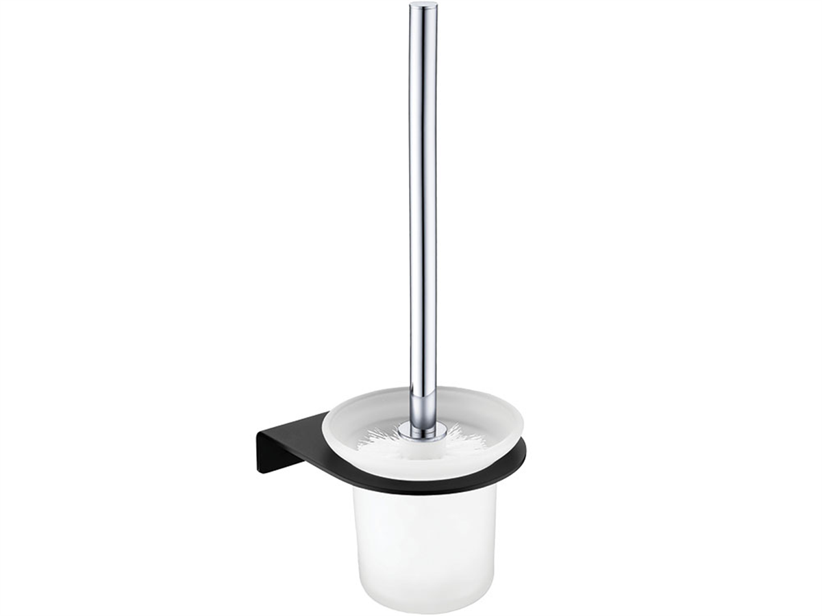 Toilet Brush & Holder Chrome/Black